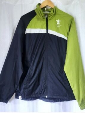 Vancouver 2010 Olympics Men’s Windbreaker Jacket Large Blue Green Official Gear